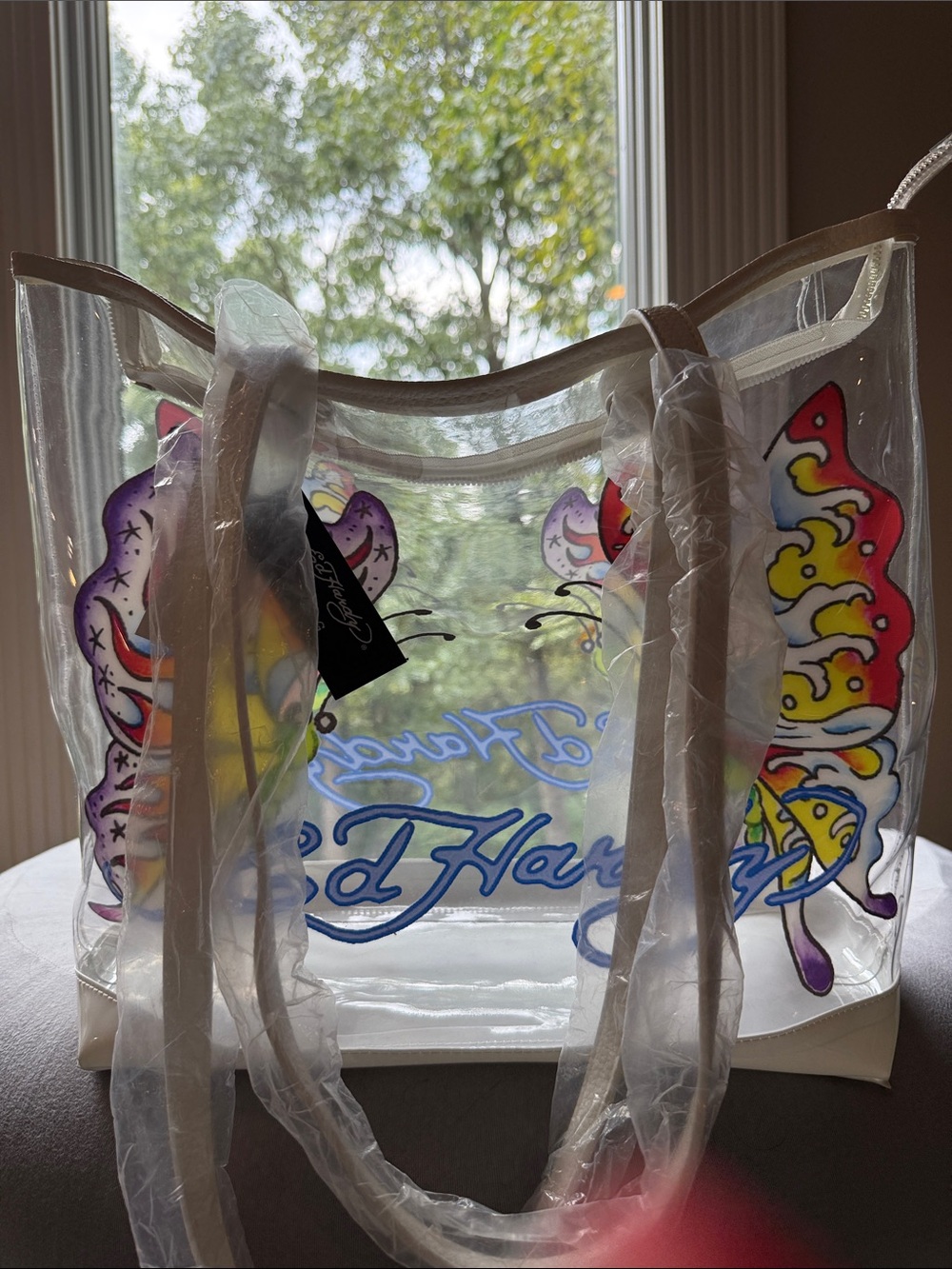 Ed Hardy Clear Butterfly Tote Bag in Multicolor - NWT! - Picture 2 of 6